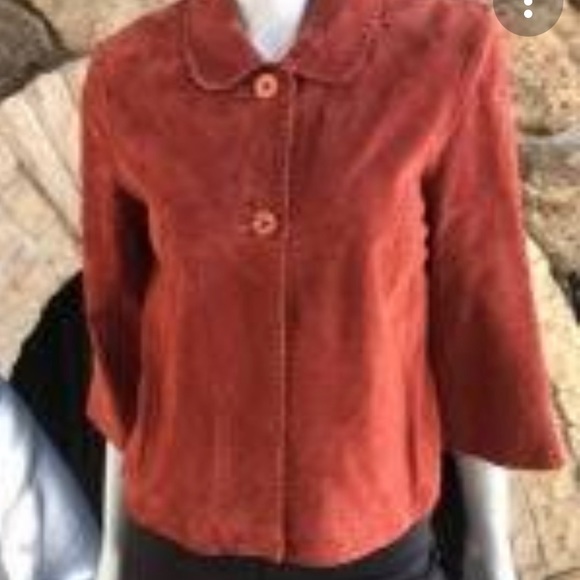 Gorgeous burnt orange 2 button swing cropped suede jacket - Picture 12 of 12